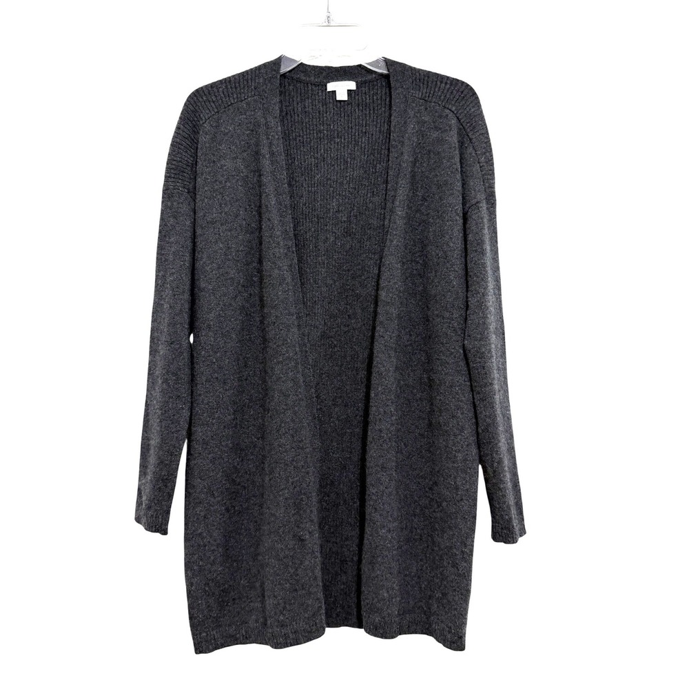 J.Jill Cashmere Cardigan Sweater Womens Small Charcoal Gray Open Front Longline